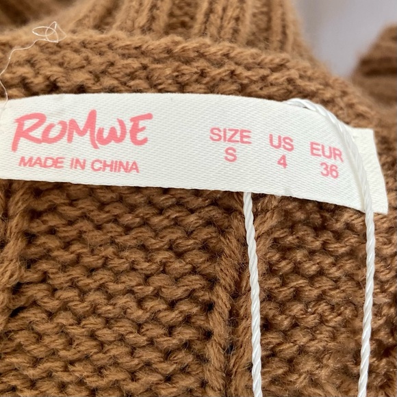 ROMWE women v neck khaki cable knit sweater vest. Size S. Used. - Picture 4 of 8